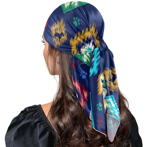 Caihoyu Ikat Pet grande sciarpa quadrata in raso per donna 89 × 89 cm come seta sciarpe da viaggio