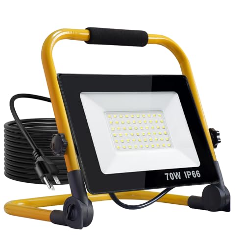 Work Lights with Stand, 14000 Lumen, 2 Adjustable Heads LED Work Lights, with Adjustable and Foldable Tripod Stand, Waterproof Lamp with Individual Switch with 6500 Kelvin Color Temperature