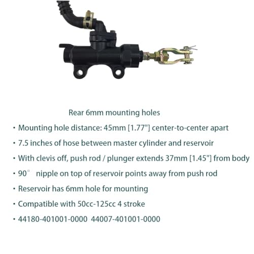 Image of QYMOTO CK100-S Master Cylinder Compatible with ColemanSK100 /CK100 /RTK 98cc 3.0HP Go Karts（Collocation Banjo Bolt）