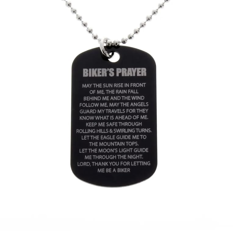 Anomaly Creations and DesignsBikers Prayer Necklace (Black Aluminum Dog Tag)