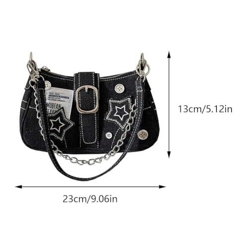ARVALOLET Damen-Handtasche im Y2K-Stil Tasche, Große Kapazität, Stern-Denim, Lässige Clutch