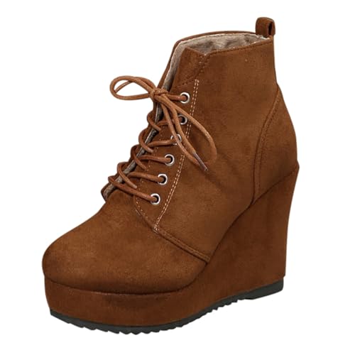Bottines compensées pour femme confortables contre le mal de pied avec lacets rétro