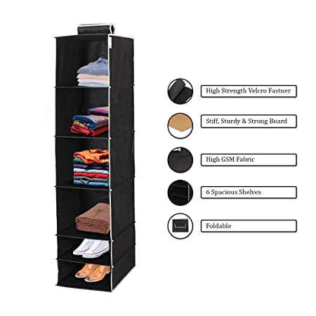 Image of Hanging Organizer (Black, Pack of 1 (6 Shelf))