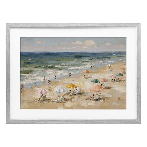 Impressionist Summer Beach Day cadre gris solide pour masquer un mur vide - 2