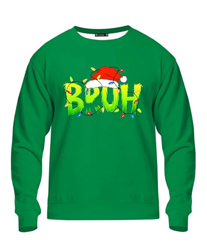Arankhiger Christmas Sweatshirt Men Green Letter Shirts Fashion Long Sleeve Green Cute Pullover Clothes 2XL