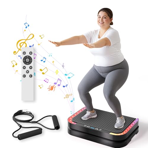 Image of Vibration Plate Machine for Lymphatic Flow & Muscle Recovery, Vibration Fitness Platform with Bluetooth & LED Modes, 440 Lb Capacity & 200 Levels for Home Use
