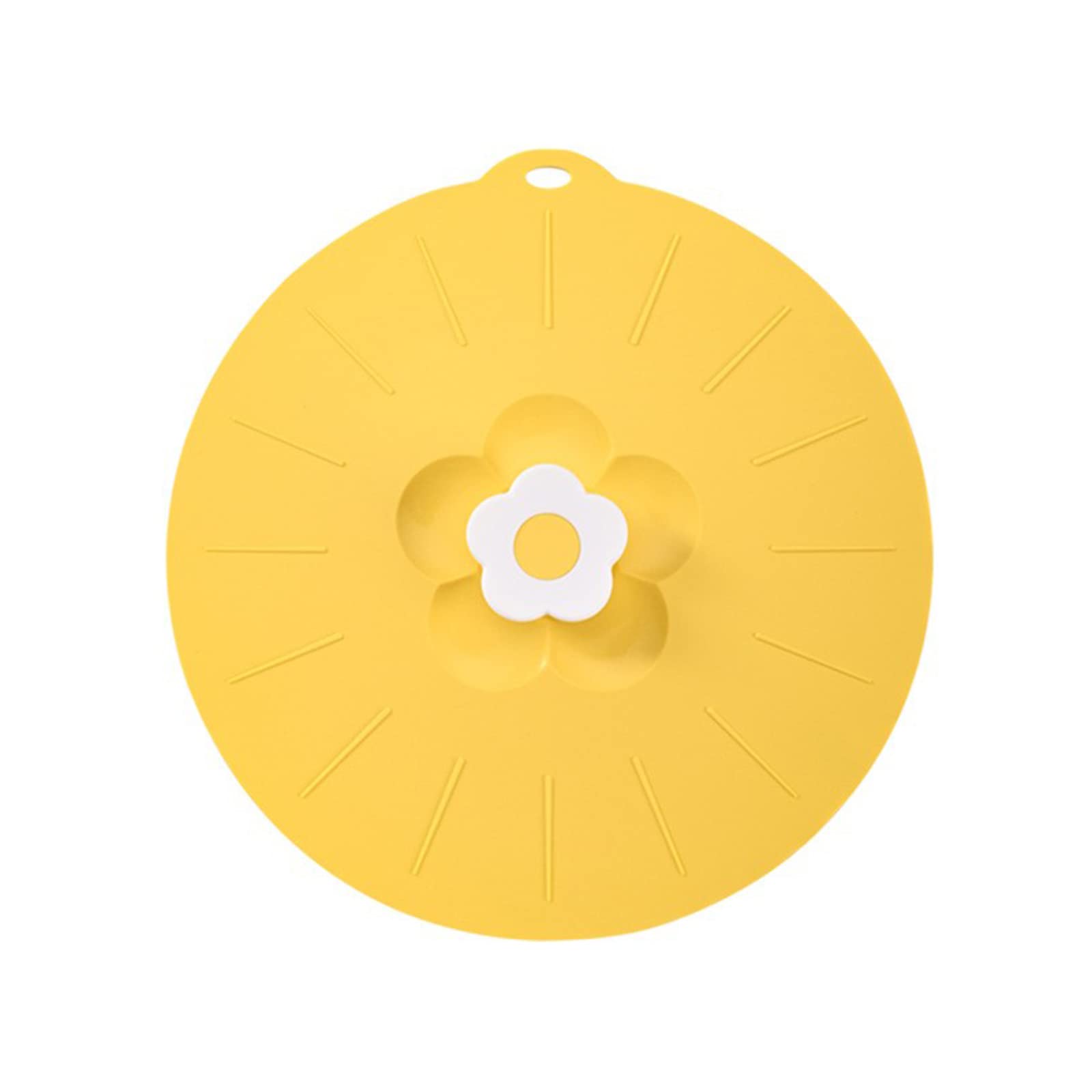 BestAlice Flowers Silicone Lid For Food Storage And Cooking, 20cm Silicone Lids For Bowls And Food Covers, Silicone Fresh Lid For Pots And Pans, Yellow