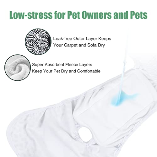 Image of wegreeco Washable Dog Diapers (3 Pack), Highly Absorbent Dog Diapers for Female Dogs, Female Dogs in Heat, Period, Incontinence, or Excitable Urination (Zebra, Giraffe, Spotty, Large)