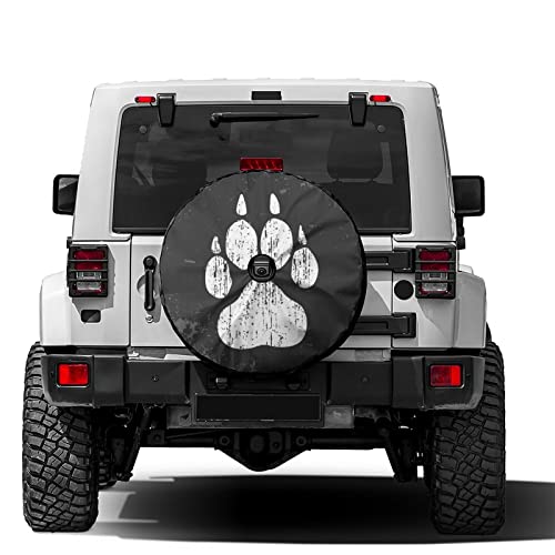 Image of Delerain Spare Tire Cover with Backup Camera Hole Dog Paw Print Wheel Covers Waterproof Dust-Proof UV Sun Universal Fit for RV Trailer RV SUV Truck (18 Inch for Diameter 32 inch-34 inch)