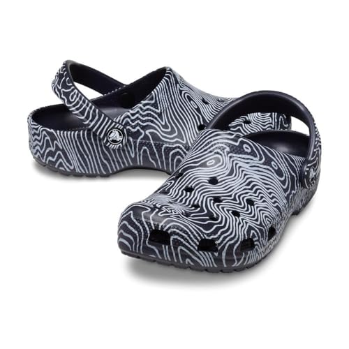Image of Crocs Unisex-Adult Classic Graphic Clogs, Deep Navy /Multi, 11 Men /13 Women