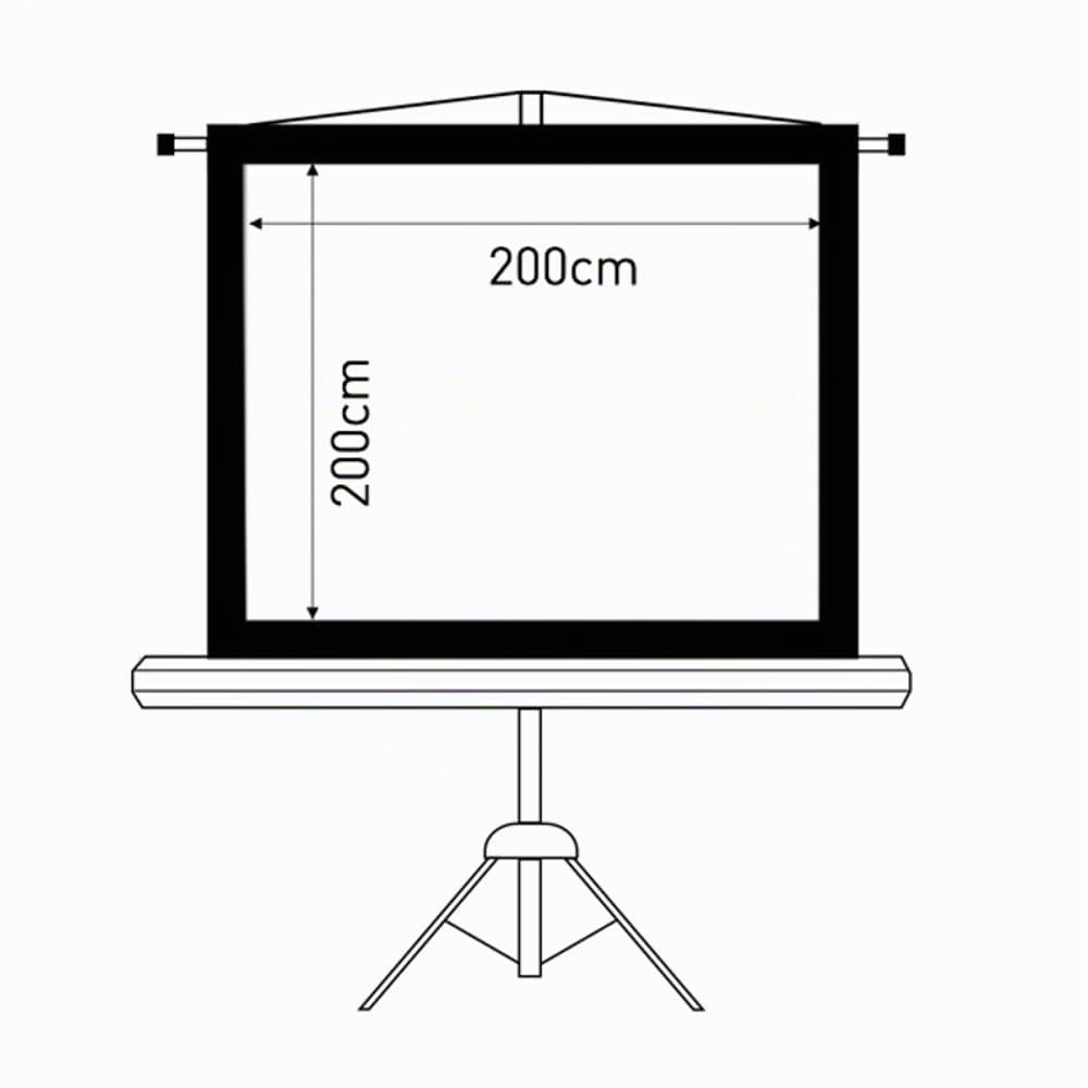 Maclean MC-680 Écran sur trépied 200 x 200 cm 112" - Écran de projection mobile - Format 1:1 avec trépied - Chiffon blanc mat Gain 1.0 - Pour home cinéma, bureau, présentations, salle de conférence et