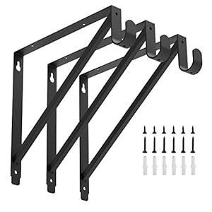Heavy Duty Closet Rod & Shelf Brackets Clothes Hanger Pole Support Bracket Black 3 Pack