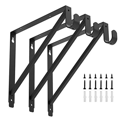 Heavy Duty Closet Rod & Shelf Brackets Clothes Hanger Pole Support Bracket Black 3 Pack