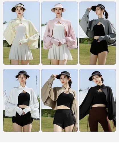Women's Cooling Shawl Arm Sleeve Neck Sun Protection Cape Sun-proof Cover Cloak for Women Summer SPF Long Sleeve4