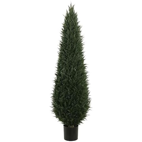6ft(72”) Artificial Cedar Topiary Tree Potted Plants UV Resistant Leaves Outdoor Artificial Shrub Home and Office Interior Decoration Outdoor Pruned Trees Artificial Outdoor Tree Cover