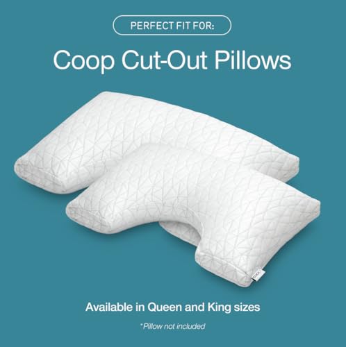 Image of Coop Home Goods Cool Side Cut-Out Pillowcase, Queen Size Cooling Pillow Case for Hot Sleepers, Cut-Out Shape, Two-Sided Pillow Covers, Cozy Side & Cool Side, Ultra Soft Lulltra Cool Technology