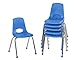 ECR4Kids 16" School Stack Chair, Chrome Legs with Ball Glides, Blue (6-Pack)