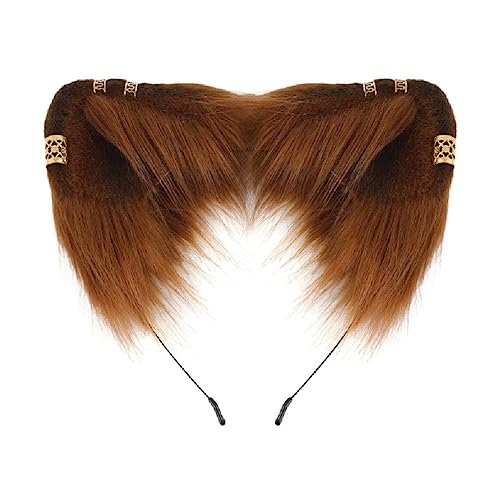 WUURAA Chicas Estilo Dulce Que Toman Fotos Diadema con Orejas Doradas Decoraciones con Tachuelas Diademas con Orejas Gato Cosplay Dibujos Animados Maid Hair Hoop Cosplay Diademas para Mujer Diadema