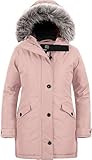 Wantdo Abrigo de Plumón para Mujer Parka de Invierno Cálida Chaqueta Cortaviento para Exteriores con Capucha de Piel Desmontable para Trabajo Informal Caminar Rosa 50