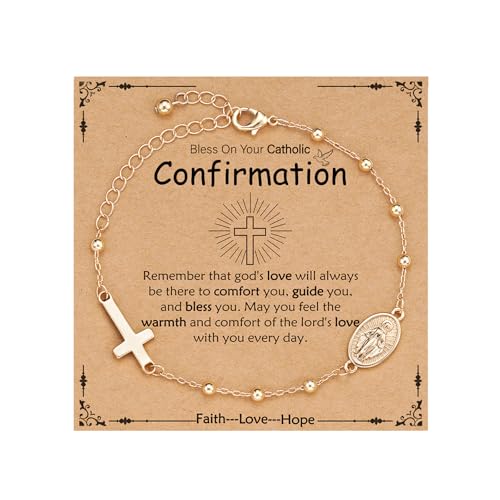 Catholic Virgin Mary Cross Bracelet Gifts for Girls Teens Women, Rosary Beads Charm Link Chain Bracelet Christmas Christian Religious Jewelry Gifts
