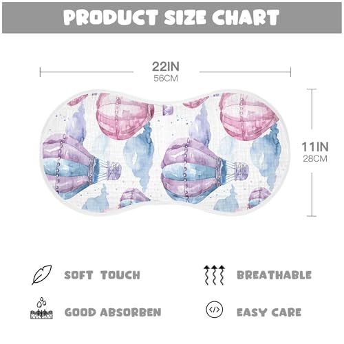 xigua Watercolor Hot Air Balloons Baby Burp Cloths for Newborn Boys and Girls 4 Pack, Soft & Absorbent Cotton Baby Burp Cloth, Baby Washcloths, Newborn Towel, Burp Rags4