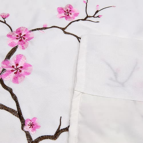 Home Soft Things 1 Piece Cherry Blossom Embroidery Valance Pink, 60" X 19", Scalloped Flower Floral Thermal Insulated Window Curtain Valance Thick Drapes For Bedroom Decor With Rod Pocket. #TOP4