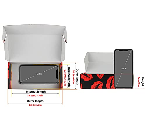 Image of 25 Pack 4x8x2 inch Shipping Boxes for Cosmetics Jewelry Valentines Presents Birthday Gifts, Corrugated Cardboard Box, for Small Business, for Packaging - TONESPAC (Red Lips)