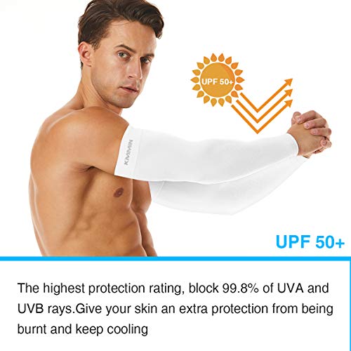Kmmin Arm Sleeves, Uv Protection Sleeves For Driving Cycling Golf Basketball Warmer Cooling Arm Sleeves Upf 50 Sunblock Protective Gloves For Men Women Adults Covering Tattoos (2White) #TOP1