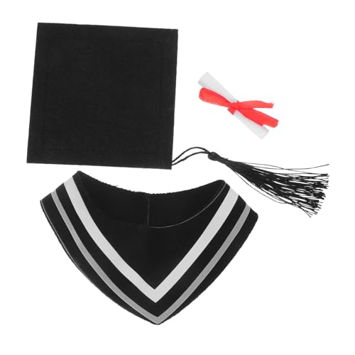 DOITOOL 30cm Bear Doll Graduation Hat Plush Stuffed Animal Hat Collar for Bear Doll Graduation Cap Costume