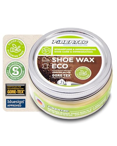 FIBERTEC Shoe Wax Eco wosk do butów do skóry, bezbarwny – bardzo skuteczna pielęgnacja skóry z wosku pszczelego i carnauba, impregnacja butów, certyfikat bluesign, bez rozpuszczalników, wyprodukowano