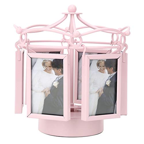 Belissy Rotation Music Box Photo Frame Unique Cadre Décoration de Table Cadeau for 4.4x7cm Photo