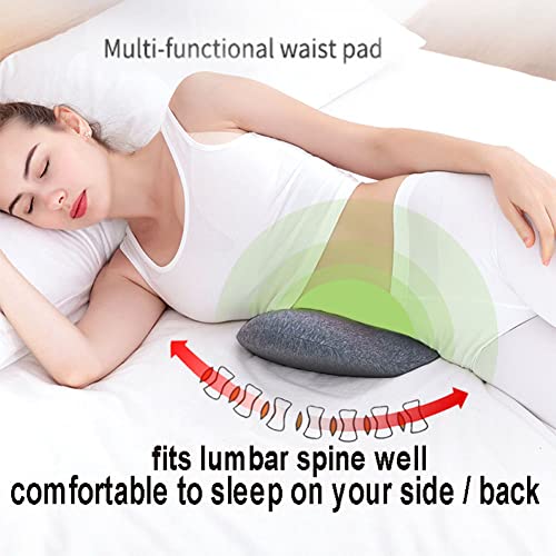IBLUELOVER Lumbar Support Pillow Sleeping Waist Pillow Memory Foam Lumbar Roll Pillow Wedge Cushion for Lower Back Pain Spine Sciatic Pain Relief for Bed Sofa Car Seat Travel - Image 3