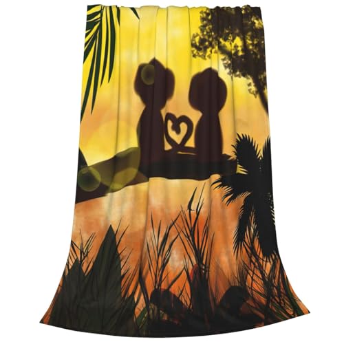Couverture polaire singe chaude plaid lit canapé microfibre - 3