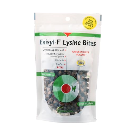 Vetoquinol Enisyl-F Lysine Bites - L-Lysine Chews for Cats & Kittens - Daily Supplement for Immune, Respiratory & Eye Health Support - Aids with Sinus Congestion, Sneezing & Runny Noses - 6.4oz (180g)