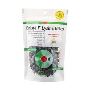 Vetoquinol Enisyl-F Lysine Bites – L-Lysine Chews for Cats & Kittens – Daily Supplement for Immune, Respiratory & Eye Health Support – Aids with Sinus Congestion, Sneezing & Runny Noses – 6.4oz (180g)