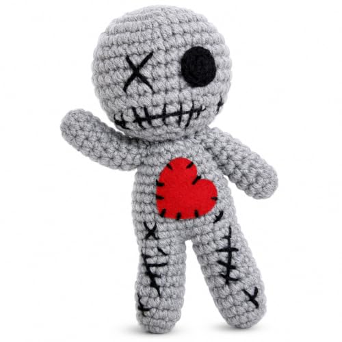 x-merry toy Handmade Emotional Support Voodoo Doll, Funny Crochet Positive Doll for Stress Relief, Soft Knitted Calming Toy, Unique Cheer Up Gift for Friends Feeling Down & Coworkers (Gray)
