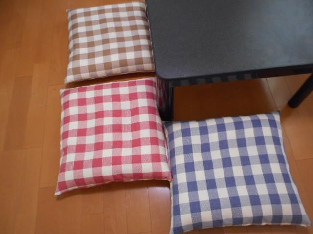 赤と茶色のチェック柄 座布団5枚セット Amazon.co.jp: 5枚組みセットが 座布団カバー 55×59cm銘仙判