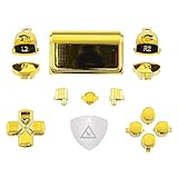 eXtremeRate Replacement D-pad R1 L1 R2 L2 Triggers Touchpad Action Home Share Options Buttons for p s 4 Controller, Chrome Gold Full Set Buttons Repair Kit for p s 4 Slim Pro CUH-ZCT2 Controller
