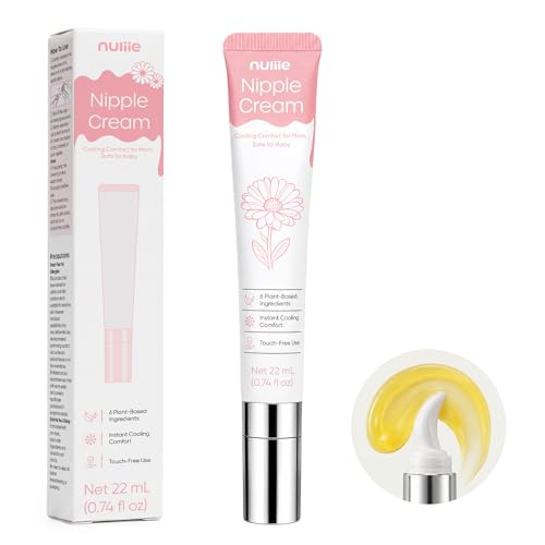 Nuliie Crème Mamelons Allaitement Sans Lanoline, Baume Allaitement Effet Frais avec Applicateur en Céramique, Sans Rinçage, 22 ml, pour Mamelons Gercés et Peau Sèche