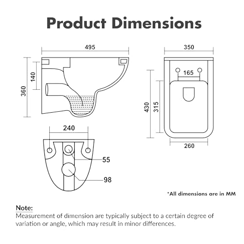 Image of WASSMIST Commode Toilet | Western Commode For Toilet | P-Trap Outlate | SoftClose Toilet Seat