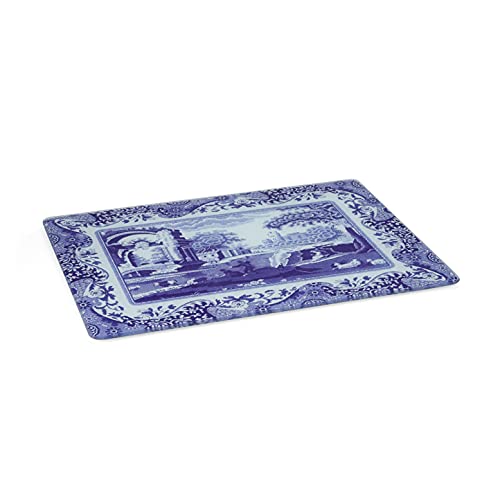 Portmeirion Home & Gifts Pimpernel Blue Italian Glass Worktop Saver, Blue & White, 30 x 40cm