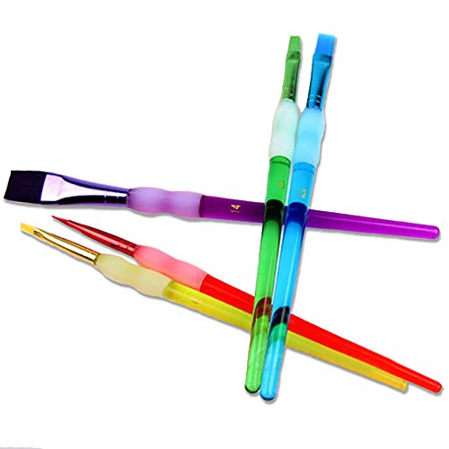 Kids' Art Paintbrushes ,10 Pcs Chubby Pointed Round And Flat Paint Brushes For Children/Students/Teens， 10 Different Types Of Paint Brush Set For Art Class Painting/Acrylic Oil Watercolor，Multicolored #TOP2