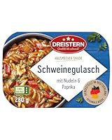 DREISTERN Schweinegulasch 280g I Mit Nudeln & Paprika I Herzhaftes Fertiggericht in Mikrowellenschale I Lange Haltbarkeit dank natürlicher Konservierung I Hausmacher Qualität
