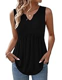 Zeagoo Summer Tops for Women 2026 Flowy Peplum Hem Dressy Sleeveless V Neck Babydoll Blouse Black