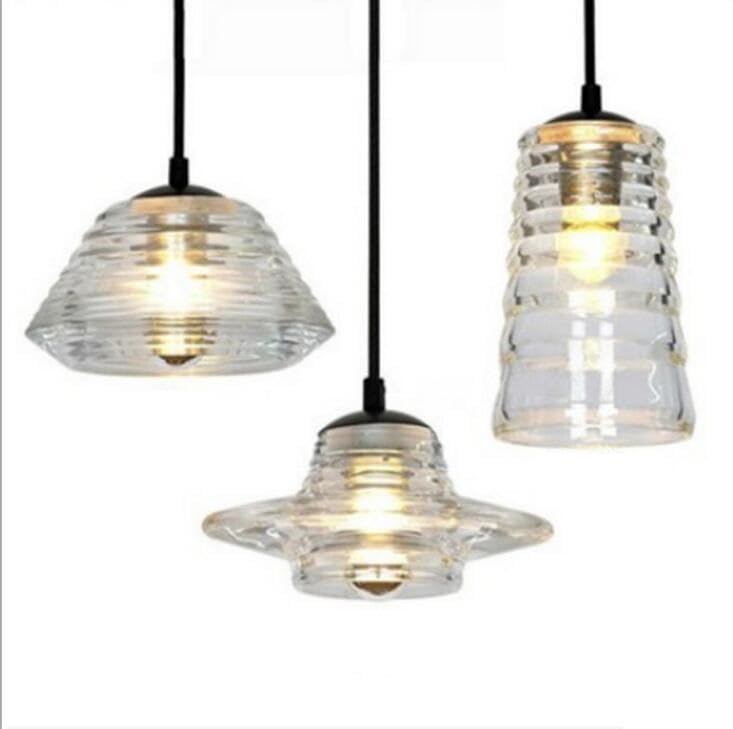 Plafonnier en verre lustre suspension 3 lumières salon chambre