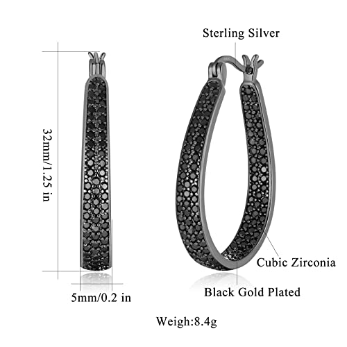 CiNily 925 Sterling Silver Post Hoop Earrings for Women Gilrs Multcolors Cubic Zircon Hoops 14K Gold Plated Oval Chunky Hoop Earrings Jewelry Gift for Mothers Day/July 4th/Wedding/Party/Christmas3