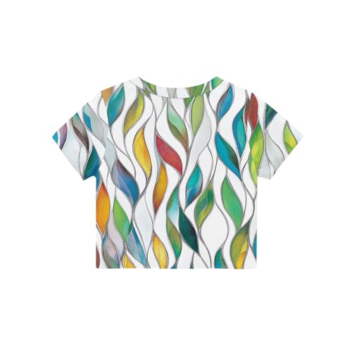 Short Sleeve Cute Summer Tops for Teens 2025 Crew Neck Crop Tops Kids Girls Shirts Raglan Trendy Curved Hem Tees4