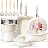 【ALWAYS SAFE】Worried about "Invisible Risks" when cooking? Our ceramic cookware set ease that stress! 100% Free of PFOA, PTFE, PFAS, lead, cadmium. No chemicals, No coating peeling into your dishes. Every meal is pure safe, so you can truly feel at e...