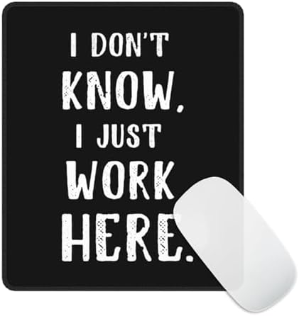 Funny Mouse Pads for Work Square Black Mouse Pads for Desk Cute Small Office Computer Mousepad for Wireless Mouse Laptop Desk Accessories, Work Here