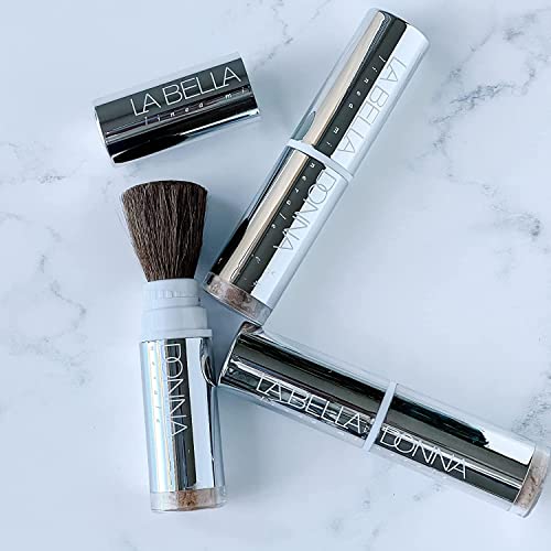 La Bella Donna Minerals On The Go Spf 50 - Face Powder Foundation Brush Natural Looking Glowing Skin Dispenses Mattifying Finish Contour Makeup Long Lasting Full Coverage Sun Kissed Tan (Light Amber) #TOP3